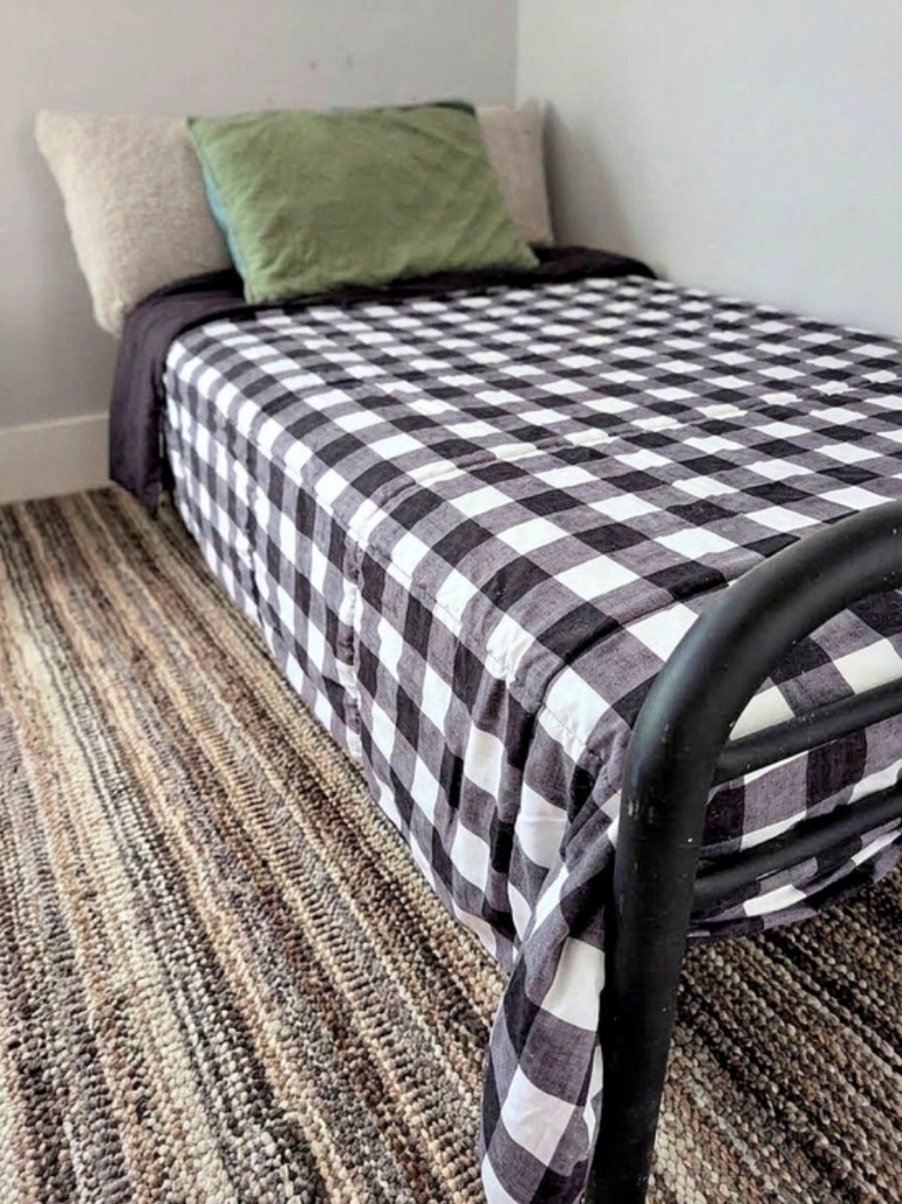 The Big One Twin / Twin XL Comforter Black White Buffalo Plaid Check Farmhouse